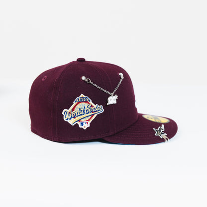 NEW ERA 59FIFTY BURGUNDY ATLANTA BRAVES W/ 1995 WORLD SERIES SIDE PATCH