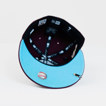 NEW ERA 59FIFTY BURGUNDY ATLANTA BRAVES W/ 1995 WORLD SERIES SIDE PATCH