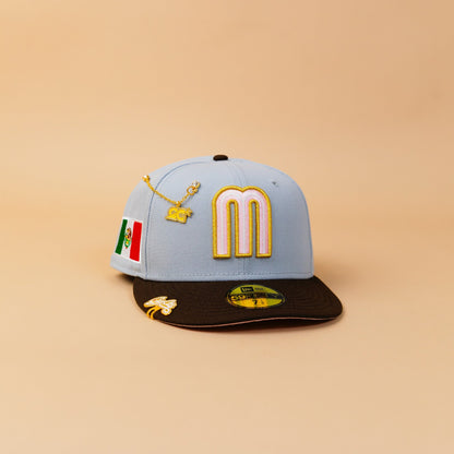 NEW ERA EXCLUSIVE 59FIFTY SMOKE GREY/ MOCHA MEXICO 2025 WORLD BASEBALL CLASSIC W/ MEXICO FALG SIDE PATCH