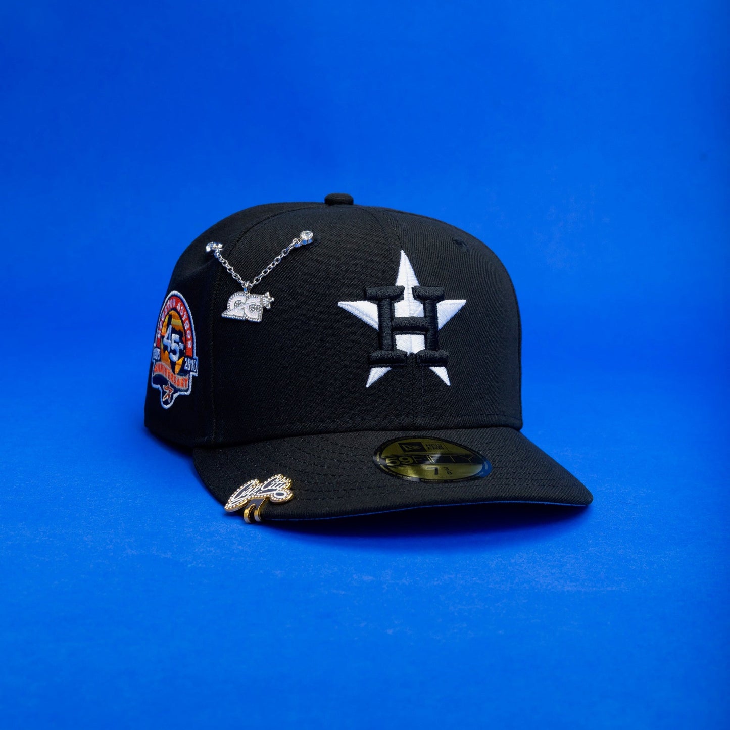 NEW ERA EXCLUSIVE 59FIFTY BLACK HOUSTON ASTROS W/ 45TH ANNIVERSARY SIDE PATCH