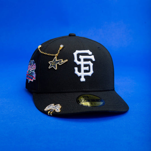 NEW ERA EXCLUSIVE 59FIFTY BLACK SAN FRANCISCO GIANTS W/ "BATTLE OF THE BAY" SIDE PATCH