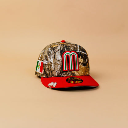 NEW ERA EXCLUSIVE 59FIFTY REALTREE/ RED MEXICO 2025 WORLD BASEBALL CLASSIC W/ MEXICO FLAG SIDE PATCH