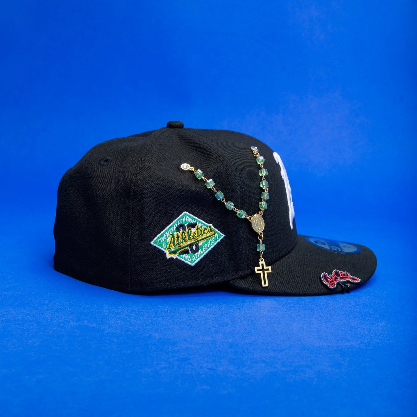 NEW ERA EXCLUSIVE 59FIFTY BLACK OAKLAND ATHLETICS W/ 25TH ANNIVERSARY SIDE PATCH