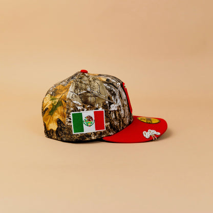 NEW ERA EXCLUSIVE 59FIFTY REALTREE/ RED MEXICO 2025 WORLD BASEBALL CLASSIC W/ MEXICO FLAG SIDE PATCH