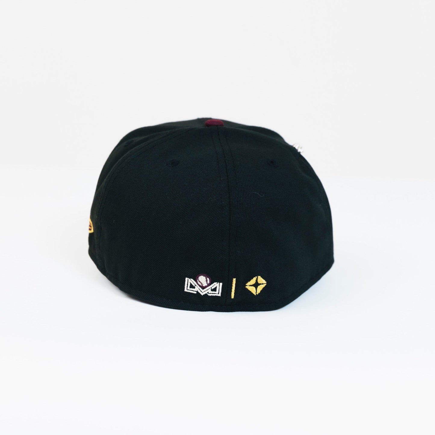 NEW ERA EXCLUSIVE 59FIFTY BLACK/ BURGUNDY CHARROS DE JALISCO W/ EL GALLO SIDE PATCH