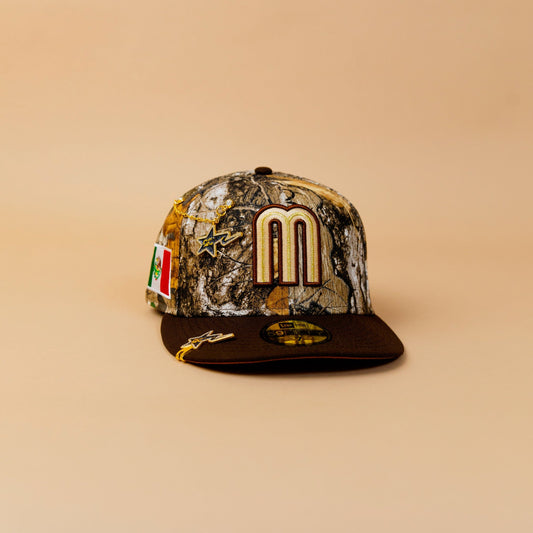 NEW ERA EXCLUSIVE 59FIFTY REALTREE/ BROWN MEXICO 2025 WORLD BASEBALL CLASSIC W/ MEXICO FLAG SIDE PATCH