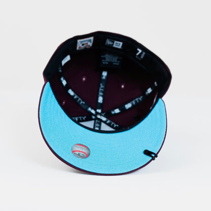 NEW ERA EXCLUSIVE 59FIFTY BURGUNDY SAN DIEGO PADRES W/ 1998 WORLD SERIES SIDE PATCH