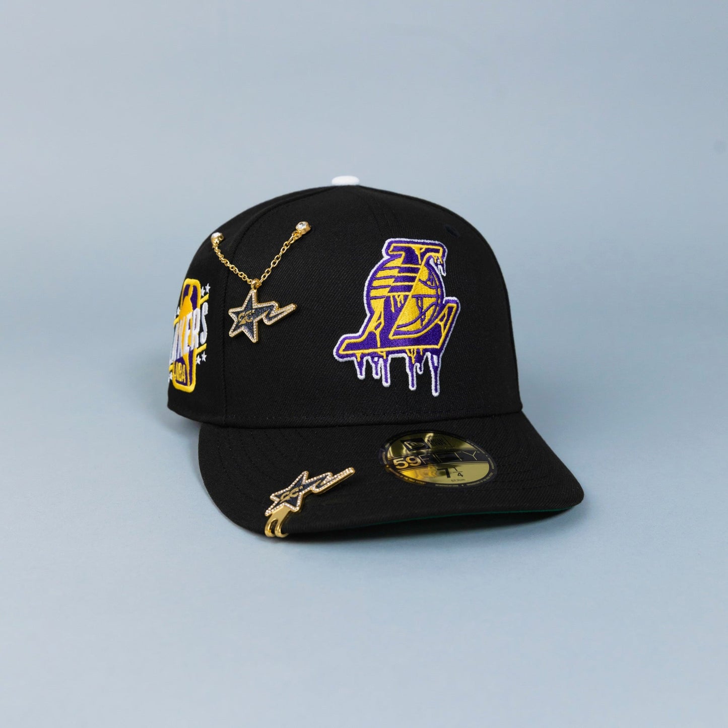 NEW ERA EXCLUSIVE 59FIFTY BLACK LOS ANGELES LAKERS DRIP LOGO W/ "LAKERS" SIDE PATCH