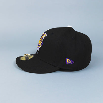 NEW ERA EXCLUSIVE 59FIFTY BLACK LOS ANGELES LAKERS DRIP LOGO W/ "LAKERS" SIDE PATCH