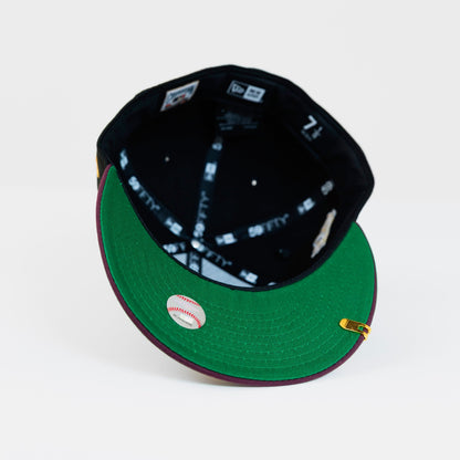 NEW ERA EXCLUSIVE 59FIFTY BLACK LOS ANGELES DODGERS "1958 MLB SCRIPT" W/ 40TH ANNIVERSARY SIDE PATCH