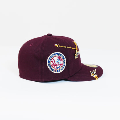 NEW ERA EXCLUSIVE 59FIFTY BURGUNDY NEW YORK YANKEES W/ 1949 WORLD SERIES SIDE PATCH