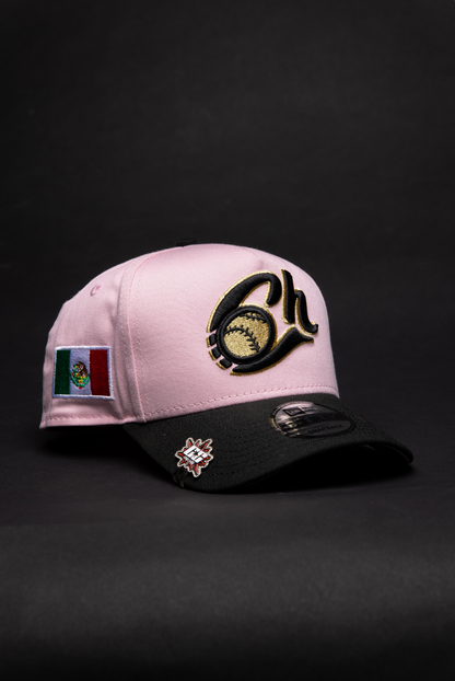 NEW ERA 9FIFTY A-FRAME PINK/ BLACK CHARROS DE JALISCO SNAPBACK W/ MEXICO FLAG SIDE PATCH