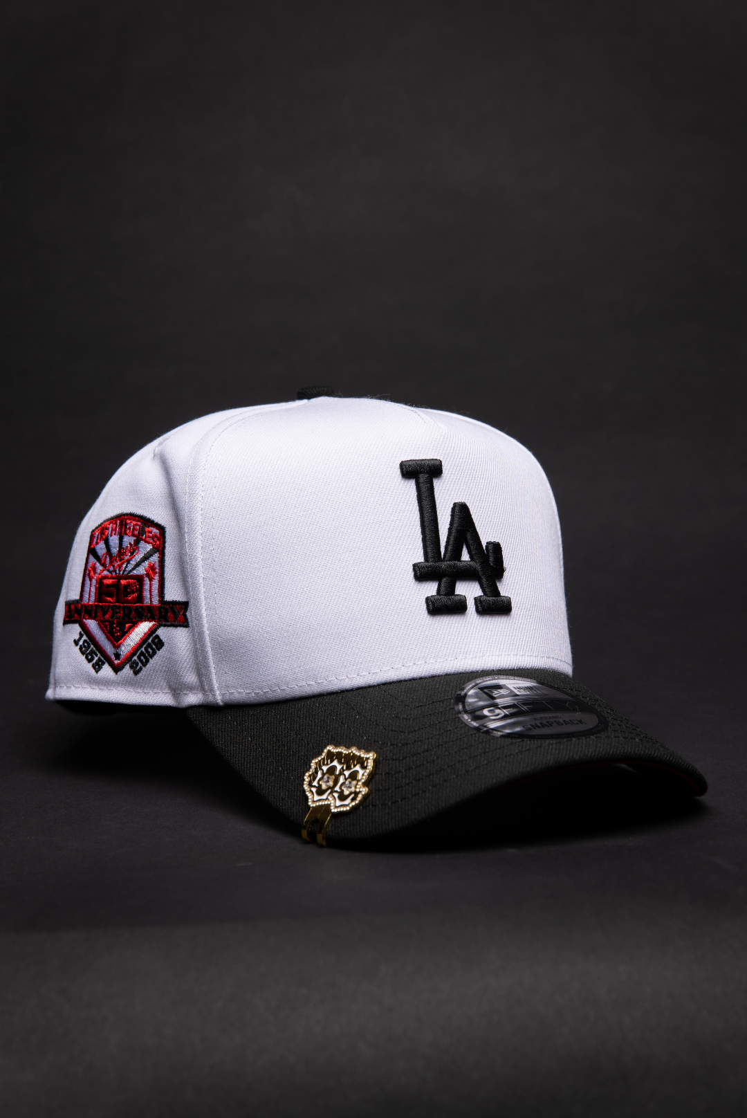 NEW ERA 9FIFTY A-FRAME PEARL WHITE LOS ANGELES DODGERS SNAPBACK W/ 50TH ANNIVERSARY SIDE PATCH