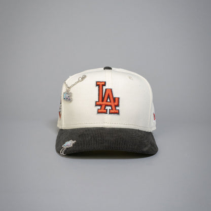 NEW ERA EXCLUSIVE 59FIFTY CHROME/ CORDUROY LOS ANGELES DODGERS W/ 50TH ANNIVERSARY SIDE PATCH