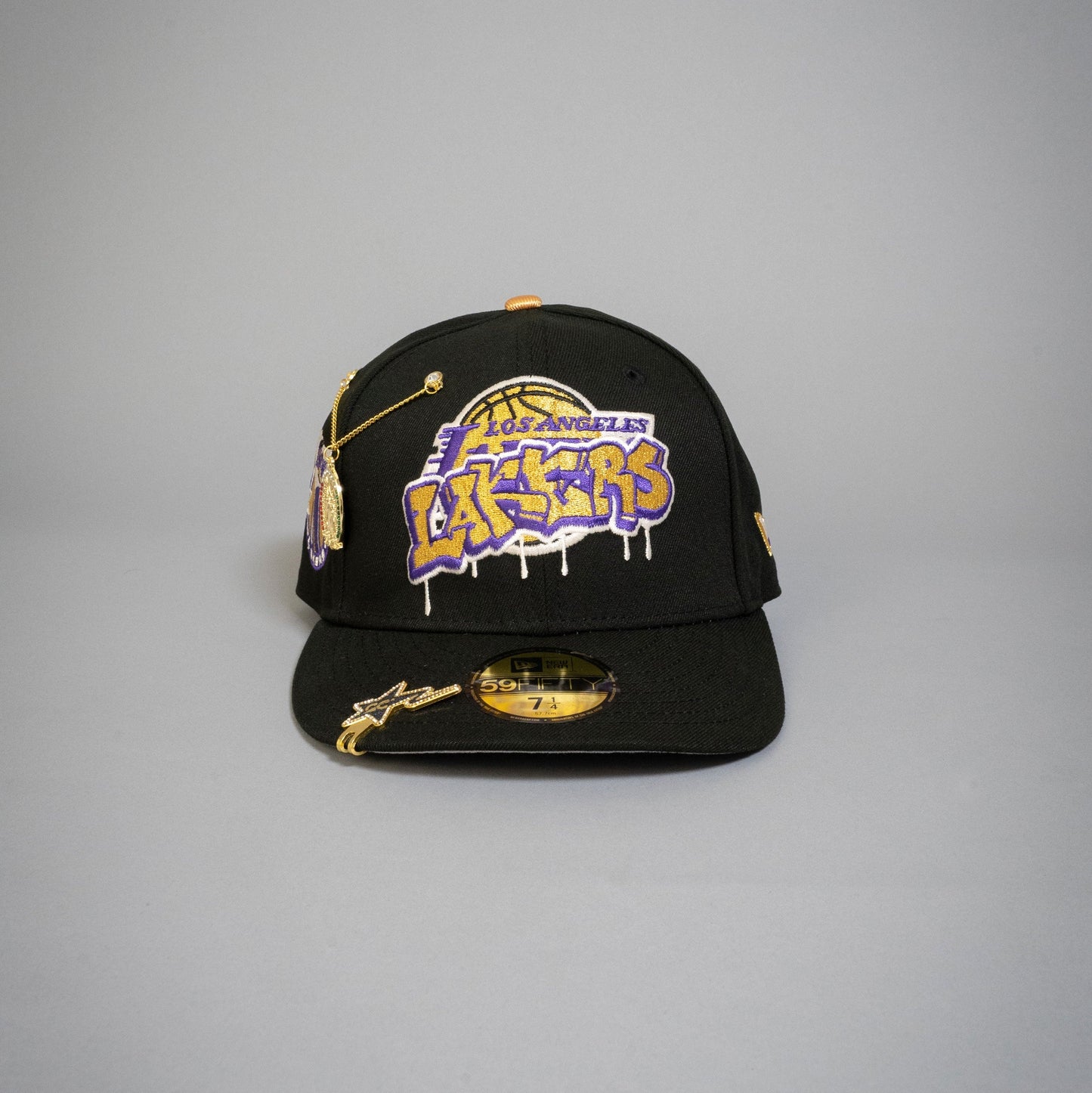 NEW ERA EXCLUSIVE 59FIFTY BLACK LOS ANGELES LAKERS SCRIPT W/  SIDE PATCH