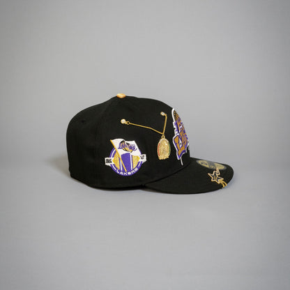 NEW ERA EXCLUSIVE 59FIFTY BLACK LOS ANGELES LAKERS SCRIPT W/  SIDE PATCH