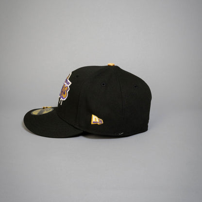NEW ERA EXCLUSIVE 59FIFTY BLACK LOS ANGELES LAKERS SCRIPT W/  SIDE PATCH