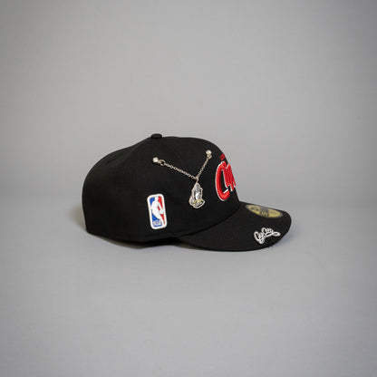 NEW ERA EXCLUSIVE 59FIFTY BLACK LOS ANGELES CLIPPERS SCRIPT W/ NBA LOGO SIDE PATCH