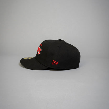 NEW ERA EXCLUSIVE 59FIFTY BLACK LOS ANGELES CLIPPERS SCRIPT W/ NBA LOGO SIDE PATCH
