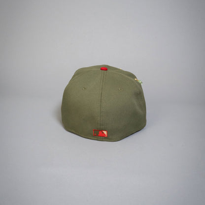 NEW ERA EXCLUSIVE 59FIFTY OLIVE GREEN/ CORDUROY LOS ANGELES DODGERS W/ 40TH ANNIVERSARY SIDE PATCH