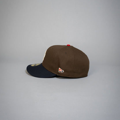 NEW ERA EXCLUSIVE 59FIFTY MOCHA/ NAVY LOS ANGELES DODGERS W/ 1984 ALL STAR GAME SIDE PATCH