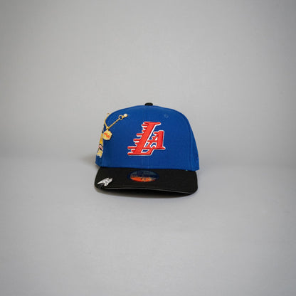 NEW ERA EXCLUSIVE 59FIFTY BLUE/ BLACK LOS ANGELES LAKERS W/ 60TH ANNIVERSARY SIDE PATCH