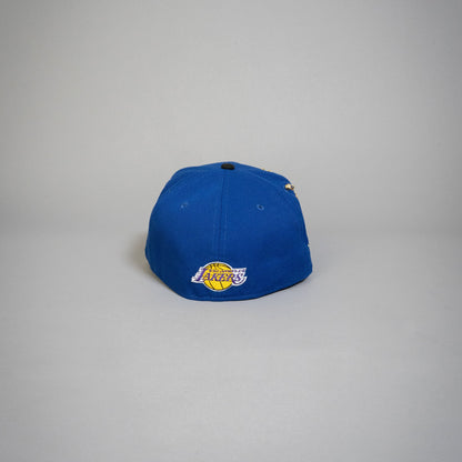 NEW ERA EXCLUSIVE 59FIFTY BLUE/ BLACK LOS ANGELES LAKERS W/ 60TH ANNIVERSARY SIDE PATCH