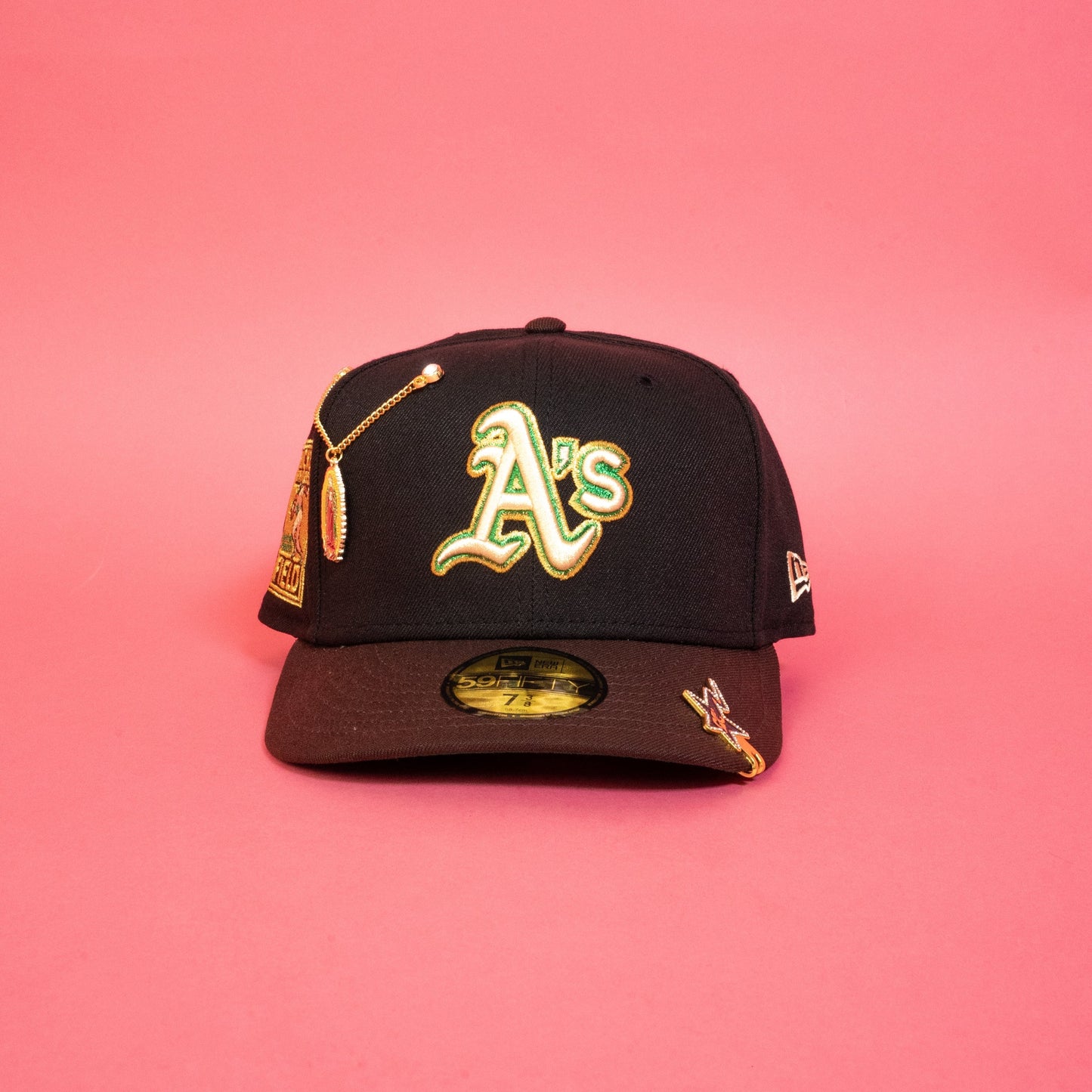 NEW ERA EXCLUSIVE 59FIFTY BLACK/ BROWN OAKLAND ATHLETICS W/ RICKEY HENDERSON SIDE PATCH