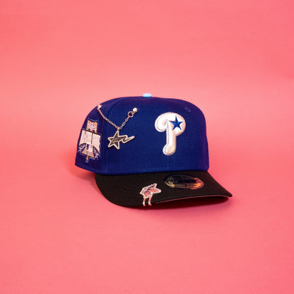 NEW ERA EXCLUSIVE 59FIFTY BLUE/ BLACK PHILADELPHIA PHILLIES W/ 1996 ALL STAR GAME PATCH
