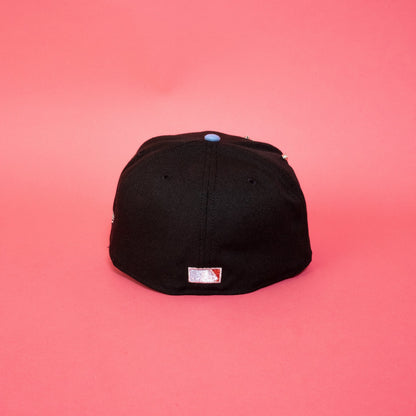 NEW ERA EXCLUSIVE 59FIFTY BLACK/ DARK GREY LOS ANGELES DODGERS SCRIPT W/ 40TH ANNIVERSARY SIDE PATCH