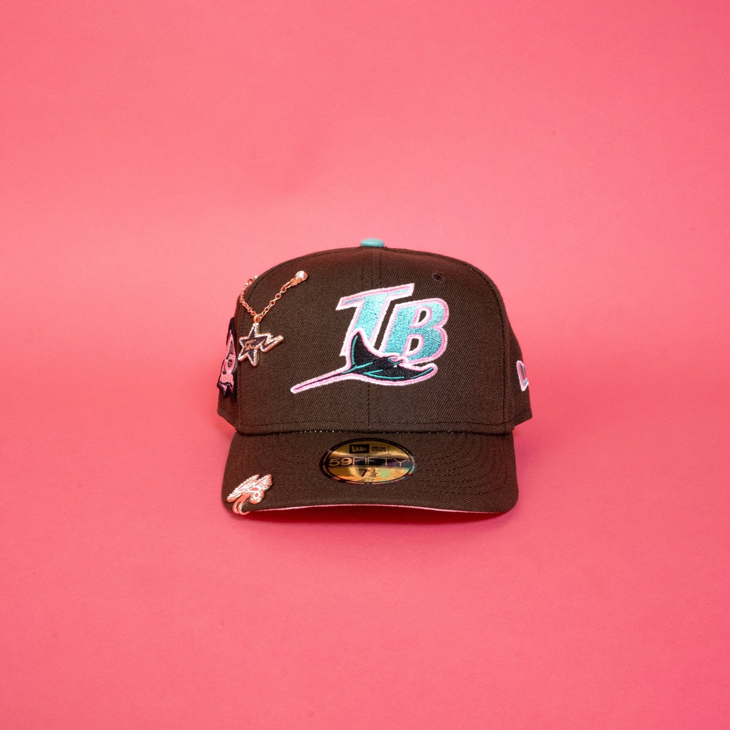 NEW ERA EXCLUSIVE 59FIFTY WALNUT TAMPA BAY RAYS W/ 10TH SEASON SIDE PATCH