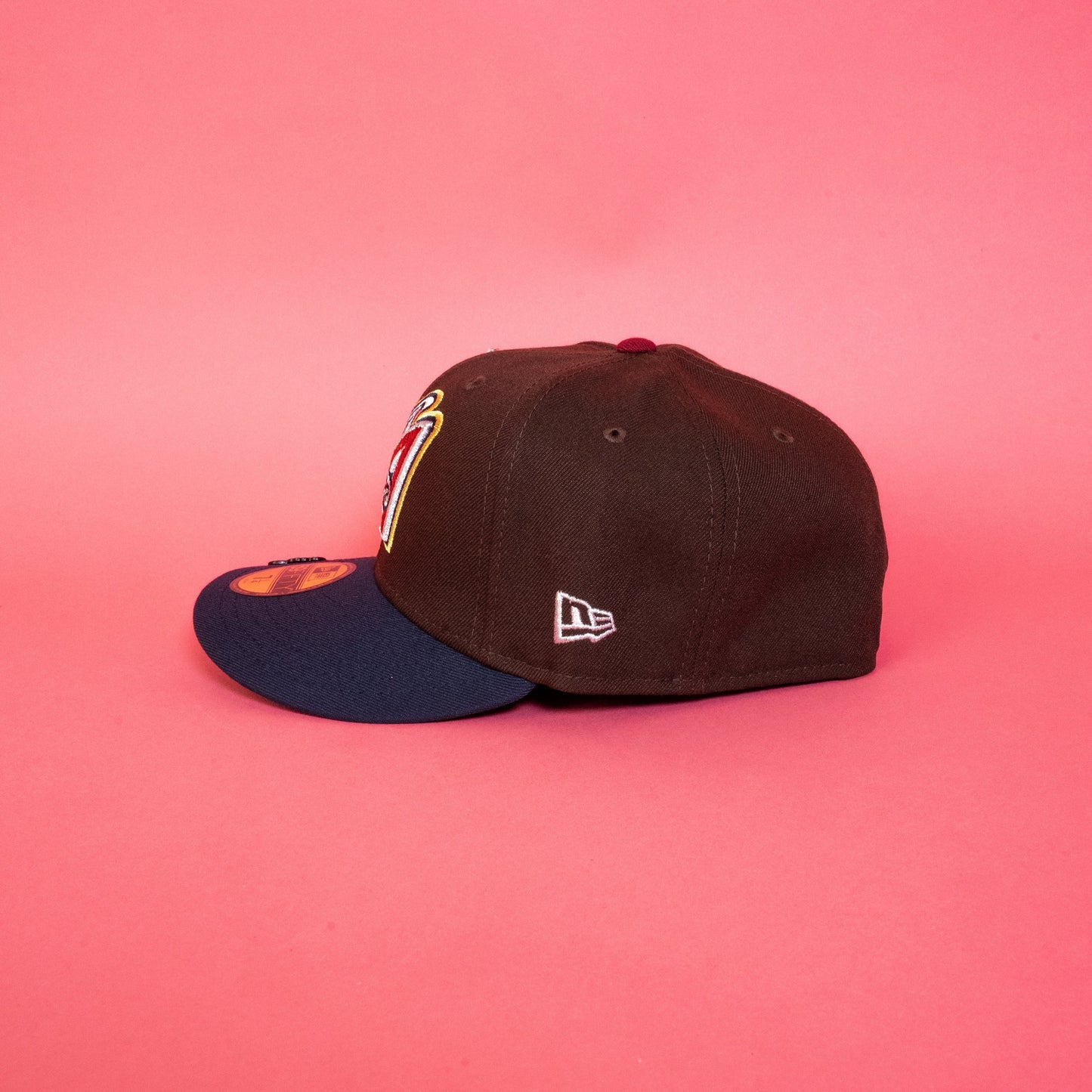 NEW ERA 59FIFTY BROWN/ NAVY ANAHEIM ANGELS W/ 50TH ANNIVERSARY SIDE PATCH