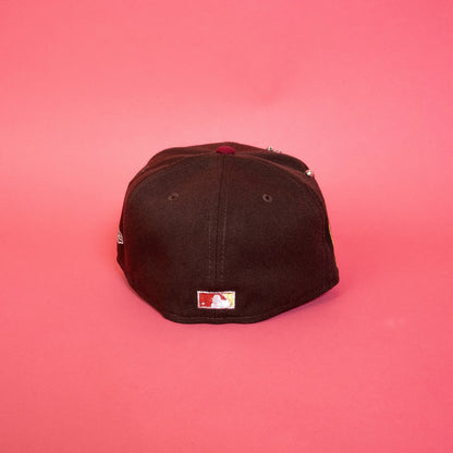 NEW ERA 59FIFTY BROWN/ NAVY ANAHEIM ANGELS W/ 50TH ANNIVERSARY SIDE PATCH