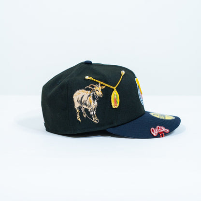NEW ERA EXCLUSIVE 59FIFTY BLACK/ NAVY "CHIVAS DE GUADALAJARA" W/ CHIVO SIDE PATCH