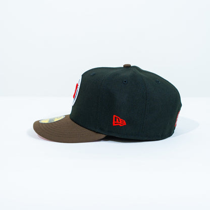 NEW ERA EXCLUSIVE 59FIFTY BLACK/ BROWN "CLUB CRUZ AZUL" W/ MEXICO FLAG SIDE PATCH