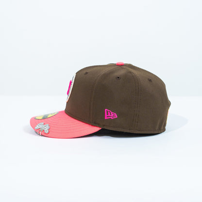 NEW ERA EXCLUSIVE 59FIFTY BROWN/ NEON PINK "CLUB CRUZ AZUL" W/ MEXICO FLAG SIDE PATCH