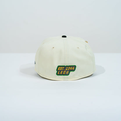 NEW ERA EXCLUSIVE 59FIFTY CHROME/ BLACK "CLUB LEON" W/ MEXICO FLAG SIDE PATCH