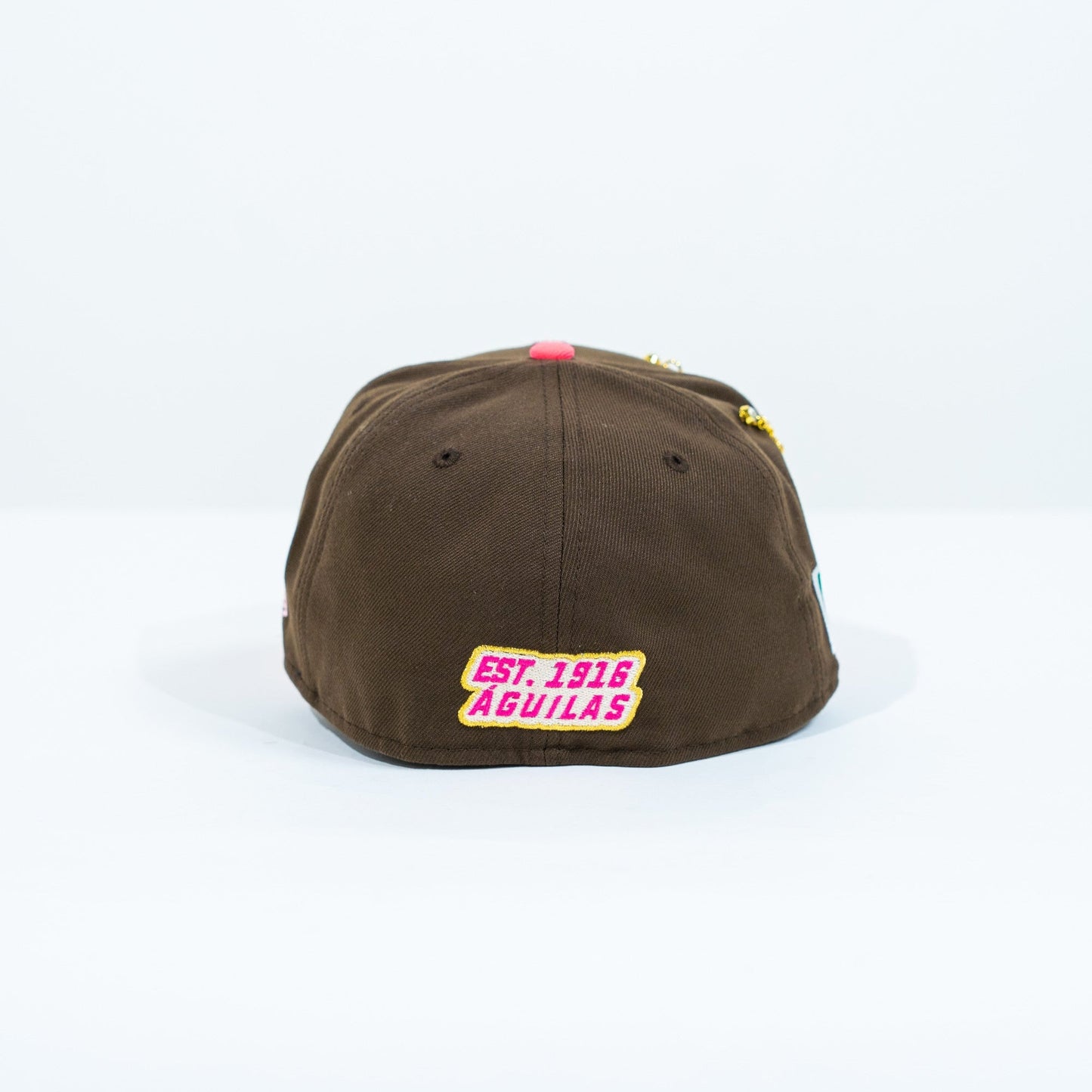 NEW ERA EXCLUSIVE 59FIFTY BROWN/ NEON PINK "CLUB AMERICA" W/ MEXICO FLAG SIDE PATCH