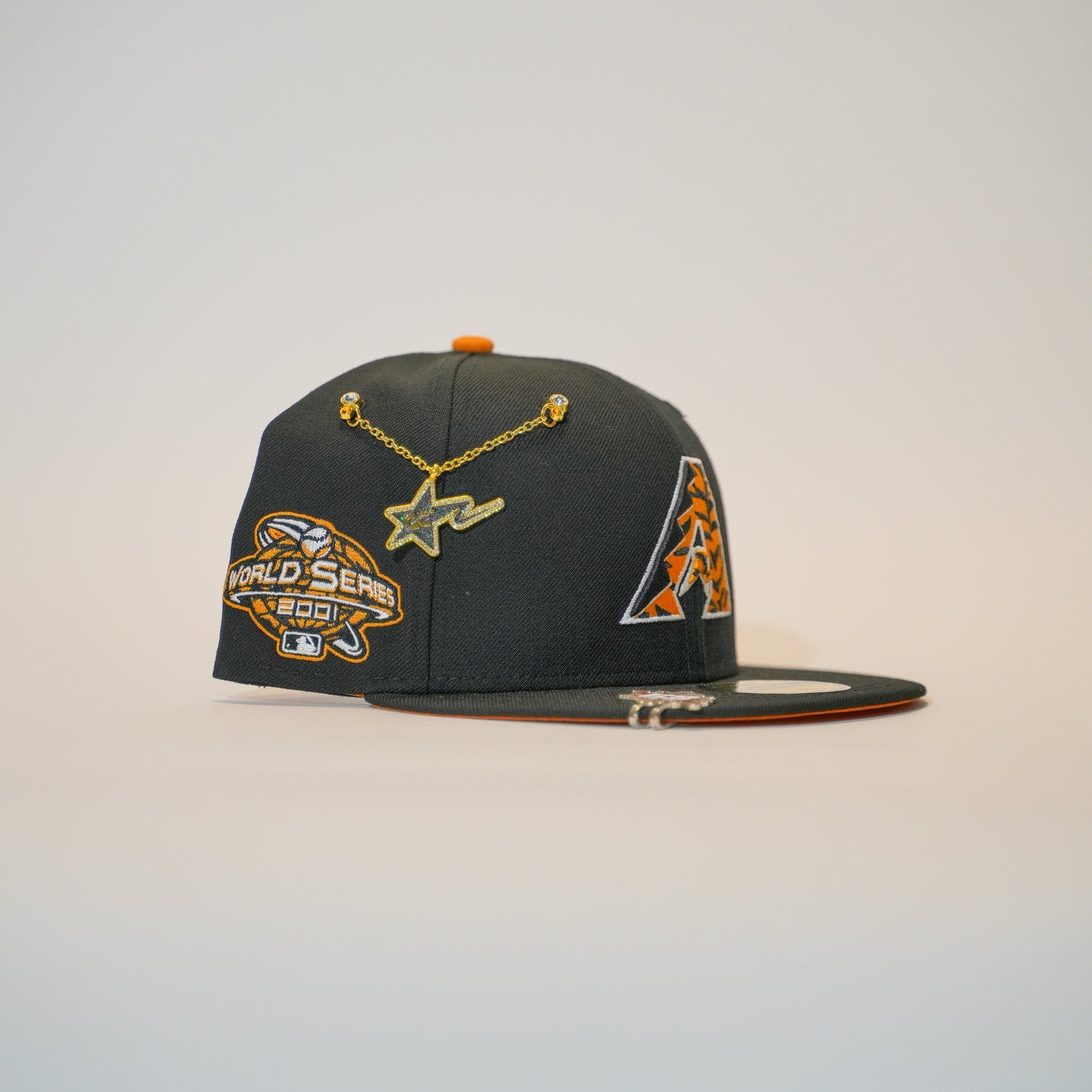 NEW ERA EXCLUSIVE 59FIFTY BLACK ARIZONA DIAMONDBACKS W/TIGER PRINT LOGO + 2001 WORLD SERIES SIDE PATCH