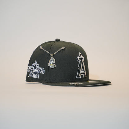 NEW ERA EXCLUSIVE 59FIFTY BLACK ANAHEIM ANGELS W/ ALL STAR GAME SIDE PATCH