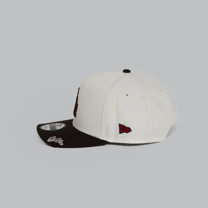 NEW ERA EXCLUSIVE 9FIFTY A-FRAME CHROME/ WALNUT LOS ANGELES DODGERS W/ 2024 WORLD SRIES CHAMPIONS SIDE PATCH