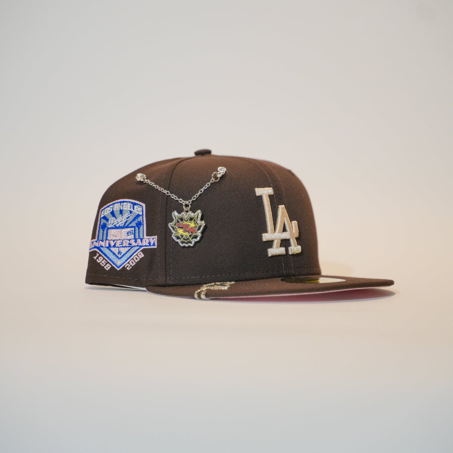 NEW ERA EXCLUSIVE 59FIFTY DARK BROWN LOS ANGELES DODGERS W/ 50TH ANNIVERSARY SIDE PATCH