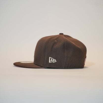 NEW ERA EXCLUSIVE 59FIFTY DARK BROWN LOS ANGELES DODGERS W/ 50TH ANNIVERSARY SIDE PATCH