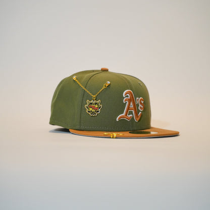 NEW ERA EXCLUSIVE 59FIFTY OLIVE/ KHAKI OAKLAND ATHLETICS TWO TONE