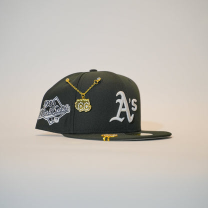 NEW ERA EXCLUSIVE 59FIFTY BLACK OAKLAND ATHLETICS W/ 1989 WORLD SERIES SIDE PATCH