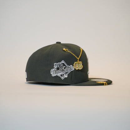 NEW ERA EXCLUSIVE 59FIFTY BLACK OAKLAND ATHLETICS W/ 1989 WORLD SERIES SIDE PATCH