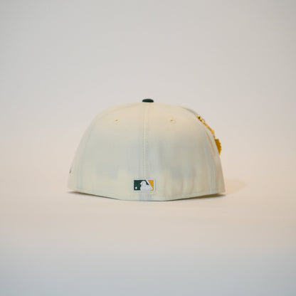 NEW ERA EXCLUSIVE 59FIFTY CHROME/ FOREST GREEN OAKLAND ATHLETICS TWO TONE