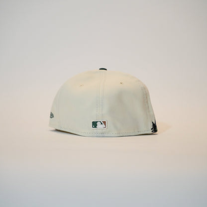NEW ERA EXCLUSIVE 59FIFTY CHROME/FOREST GREEN OAKLAND ATHLETICS W/ PINE TREES