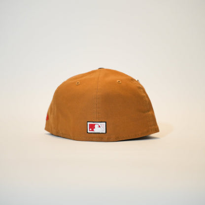 NEW ERA EXCLUSIVE 59FIFTY TAN/ BROWN LOS ANGELES DODGERS W/ 60TH ANNIVERSARY SIDE PATCH