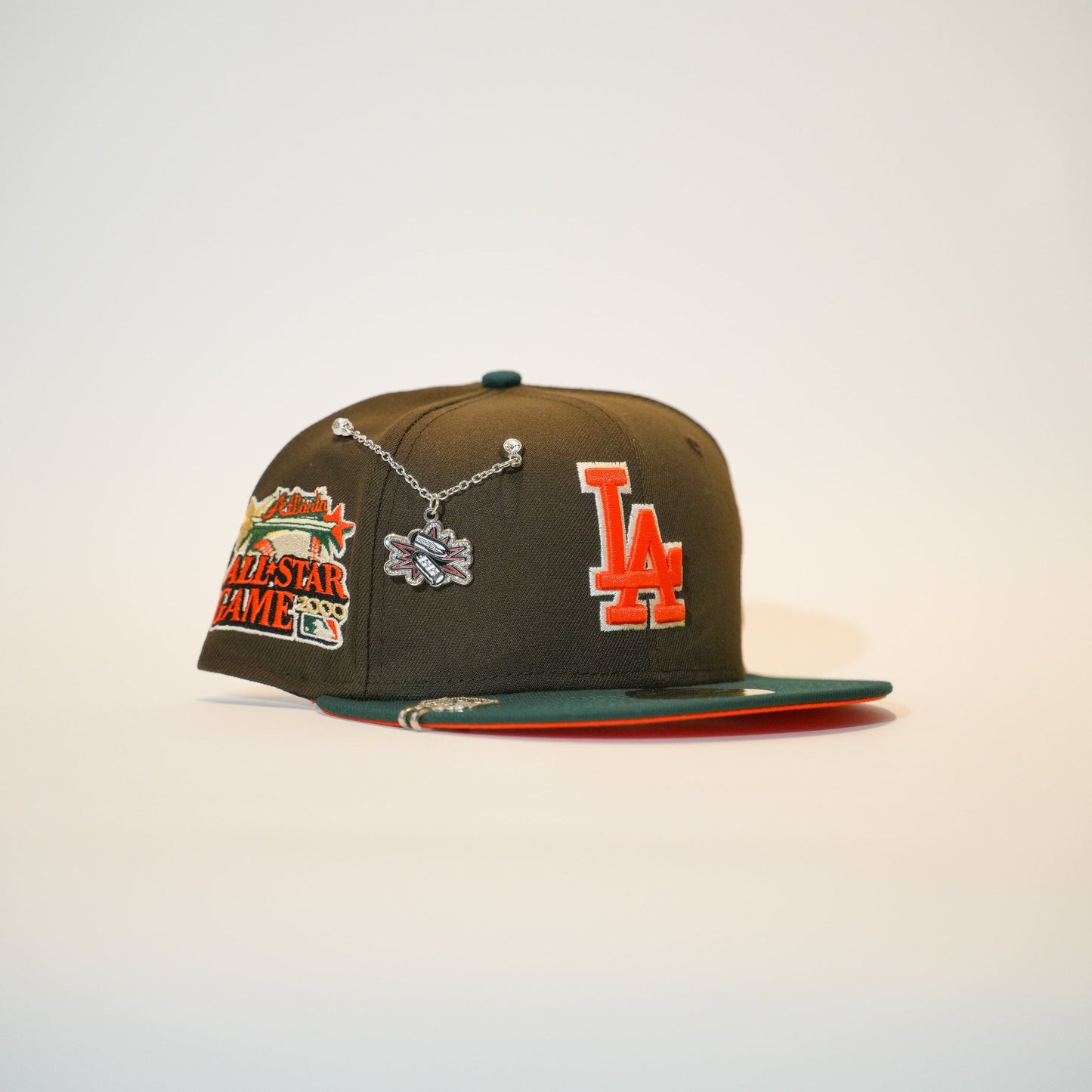 NEW ERA EXCLUSIVE 59FIFTY MOCHA/FOREST GREEN LOS ANGELES DODGERS W/ 2000 ALL STAR GAME SIDE PATCH